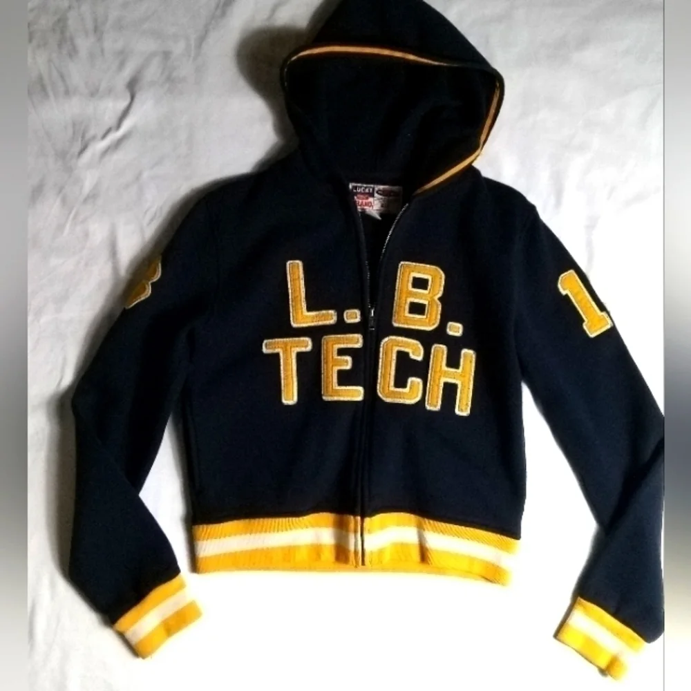 Vintage Y2K Lucky Brand Baseball Bomber Hoodie Jacket Women's Medium 💥 - Picture 1 of 4